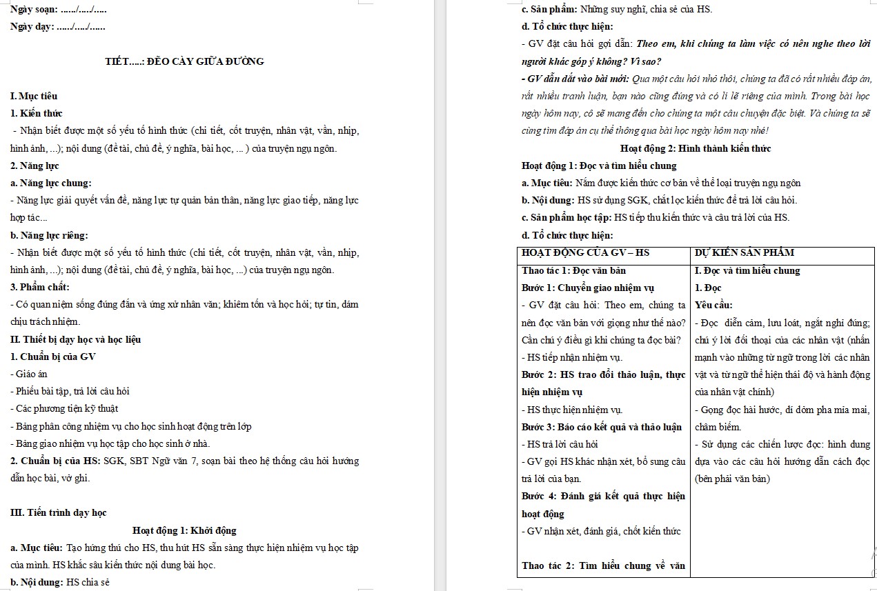 KHBD Ngữ văn 7 Bài Đẽo cày giữa đường Cánh Diều