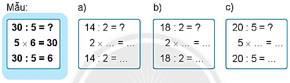 Giải vở bài tập Toán lớp 2 Phép chia (trang 20) - Chân trời sáng tạo
