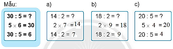 Giải vở bài tập Toán lớp 2 Phép chia (trang 20) - Chân trời sáng tạo