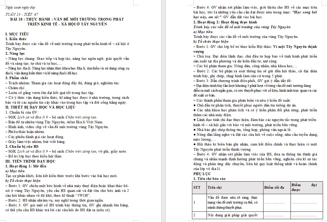 KHBD Địa lí 9 CTST Bài 18: Thực hành