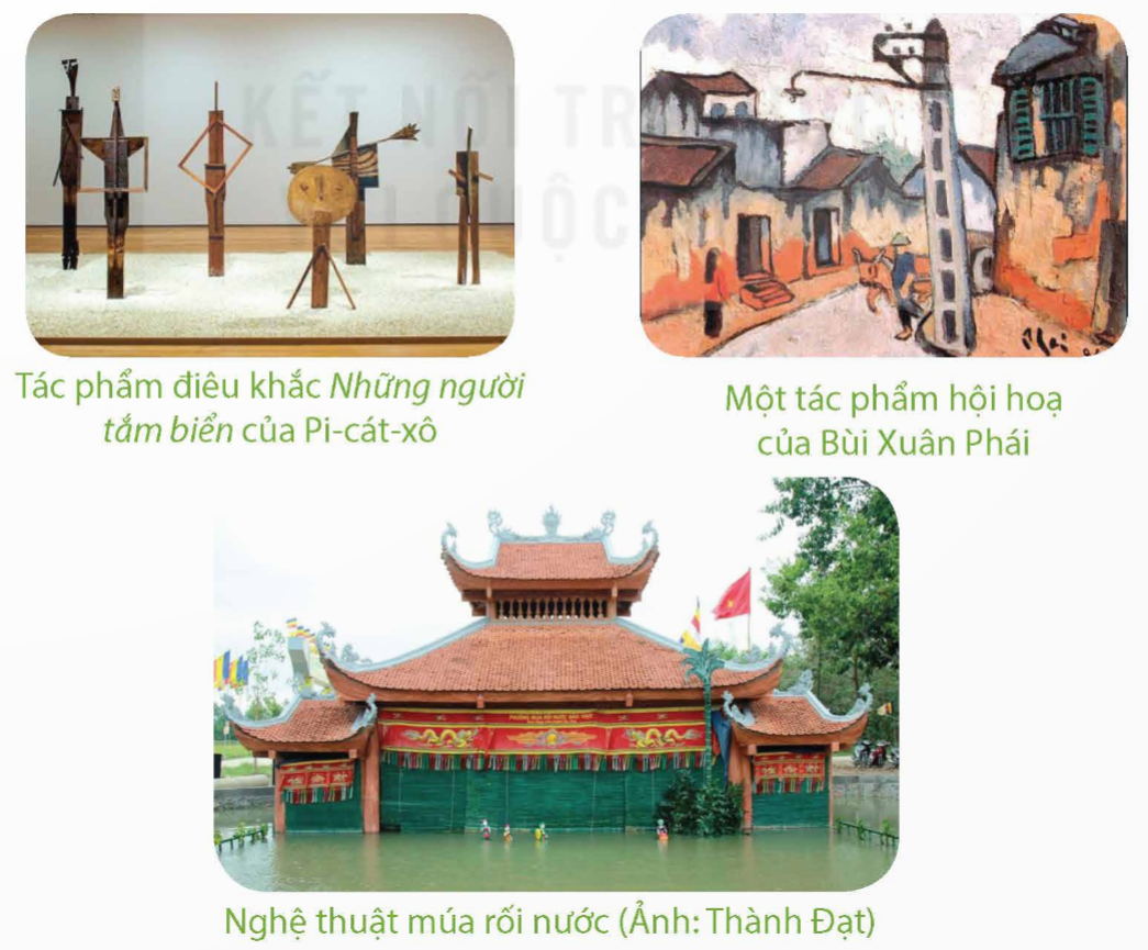 Viết 2-3 câu có kết từ để giới thiệu về một trong những bức tranh, bức ảnh dưới đây