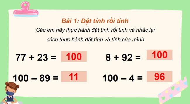 PowerPoint Toán 2: Ôn tập về phép cộng, phép trừ trong phạm vi 100