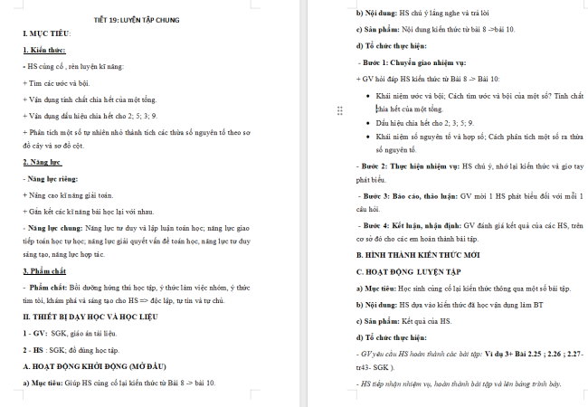 Giáo án Toán 6 Luyện tập chung trang 43