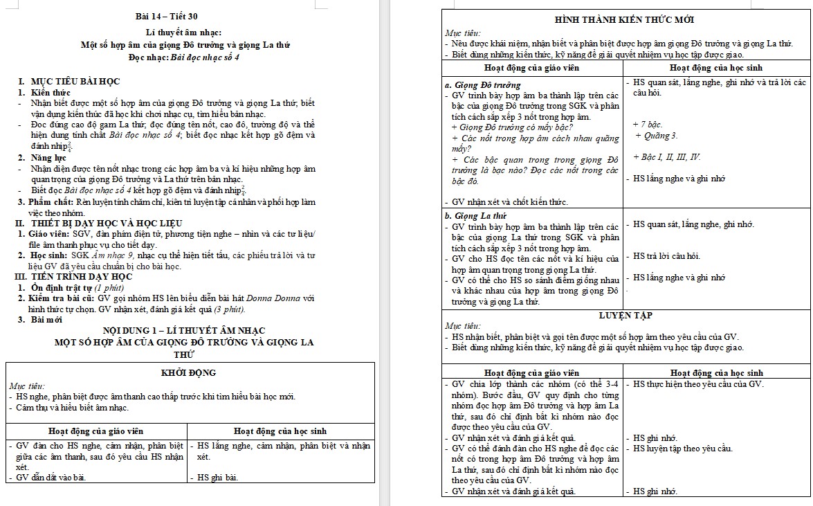 Giáo án Âm nhạc 9 KNTT Bài 14 tiết 30
