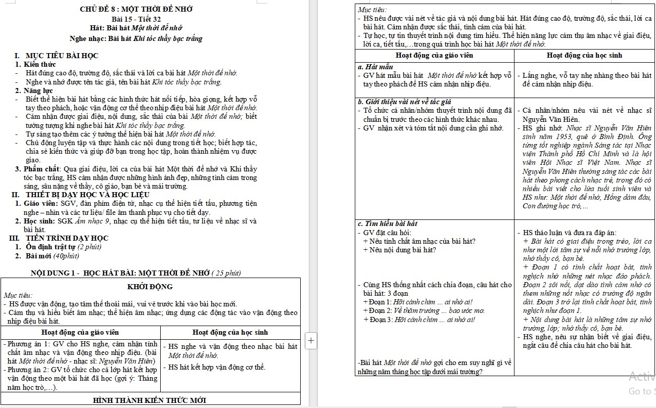 Giáo án Âm nhạc 9 KNTT Bài 15 tiết 32