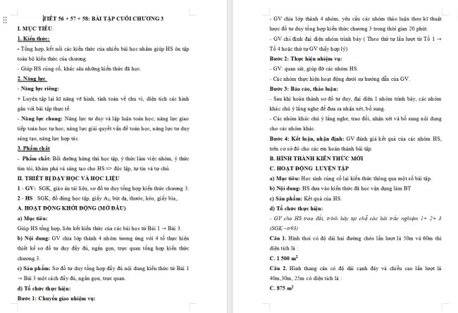 Giáo án Toán 6 Bài tập cuối chương 3