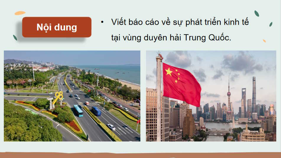 Thực hành viết báo cáo về sự thay đổi của kinh tế vùng duyên hải Trung Quốc 