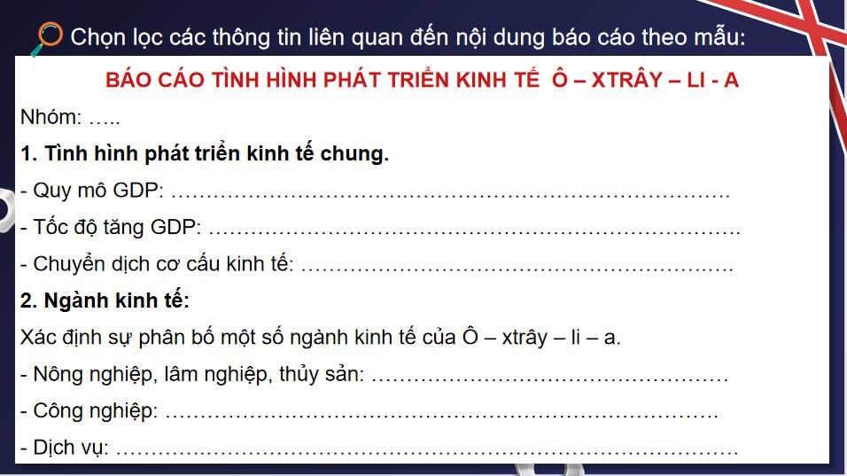 Thực hành tìm hiểu về kinh tế của Ô-xtrây-li-a 