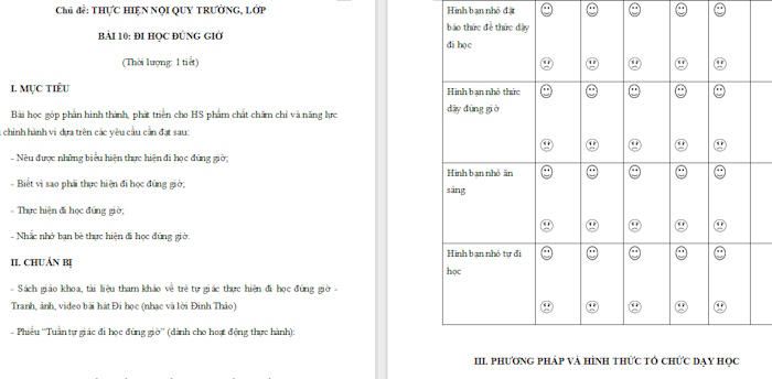 Giáo án Đạo đức 1 Đi học đúng giờ