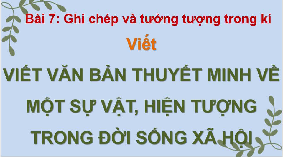 Viết văn bản thuyết minh về một sự vật hiện tượng trong đời sống xã hội