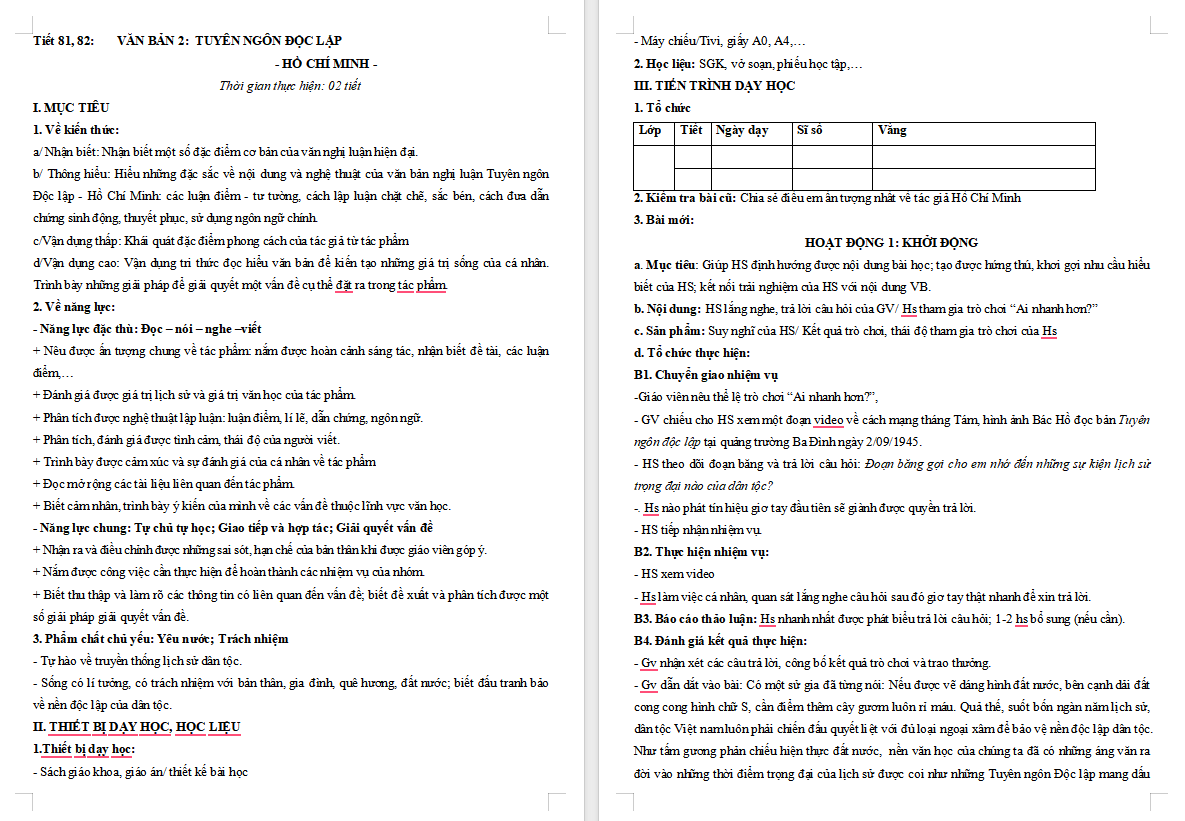 Ngữ văn 12 Bài 6: Tuyên ngôn Độc lập