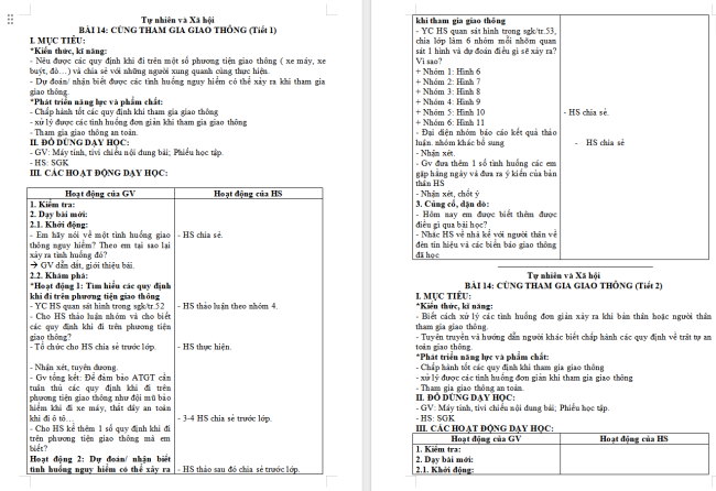 Giáo án Tự nhiên và xã hội 2 Bài 14: Cùng tham gia giao thông