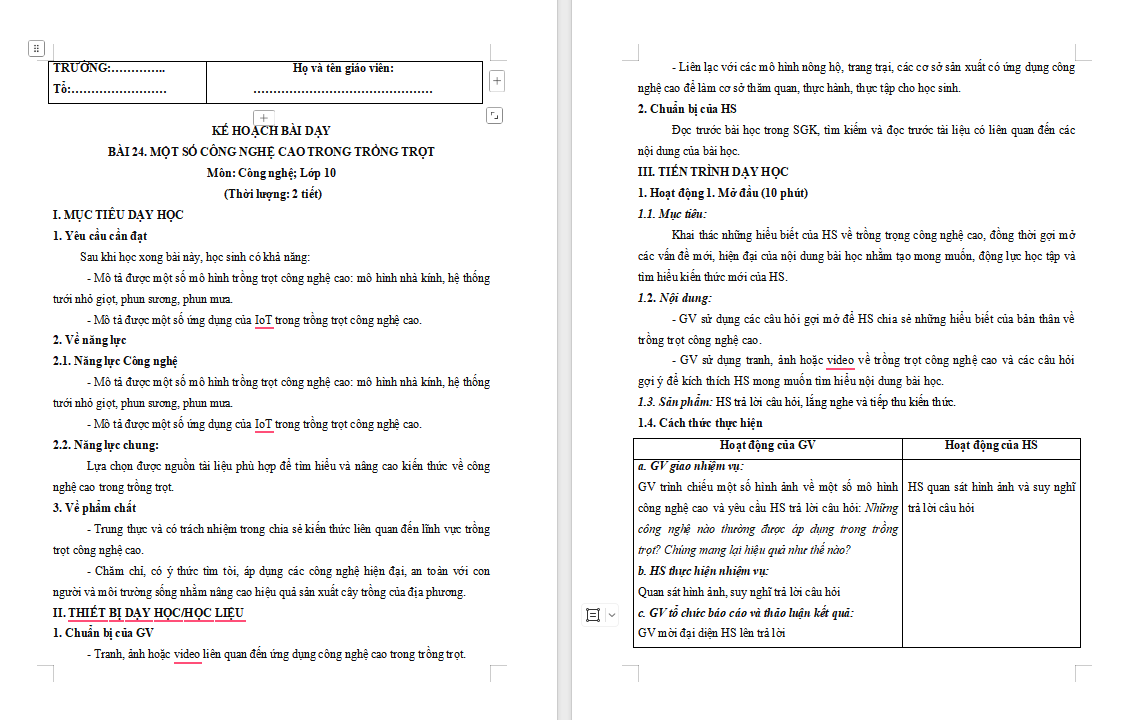  Một số công nghệ cao trong trồng trọt