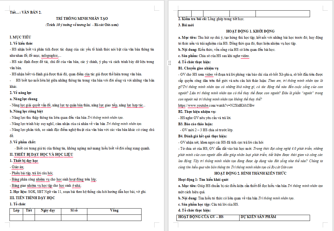 Ngữ văn 11 Bài 8: Trí thông minh nhân tạo