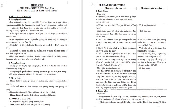 Giáo án Tiếng Việt 3 Bài 7: Từ cậu bé làm thuê