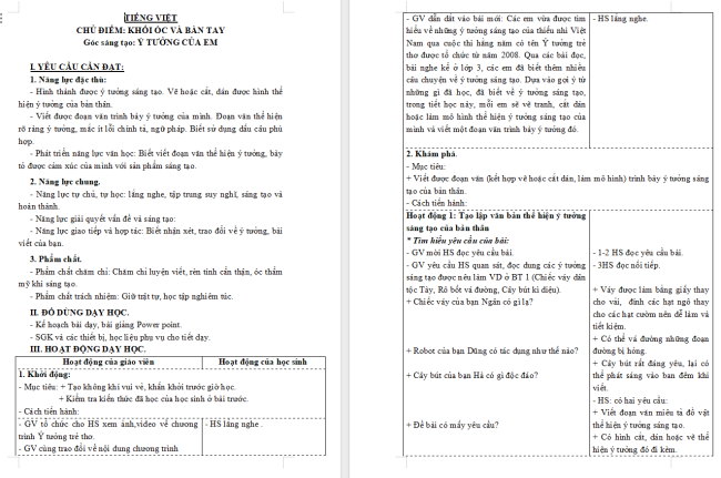 Giáo án Tiếng Việt 3 Bài 7: Ý tưởng của em