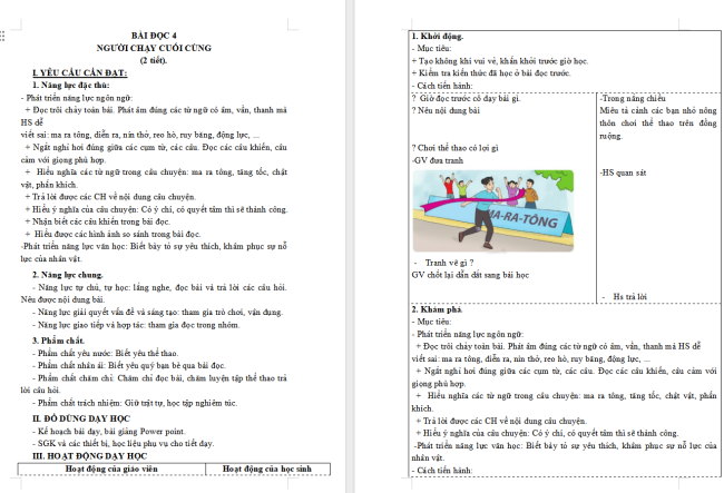 Giáo án Tiếng Việt 3 Bài 8: Người chạy cuối cùng