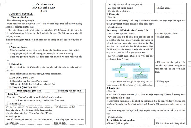 Giáo án Tiếng Việt 3 Bài 8: Bản tin thể thao