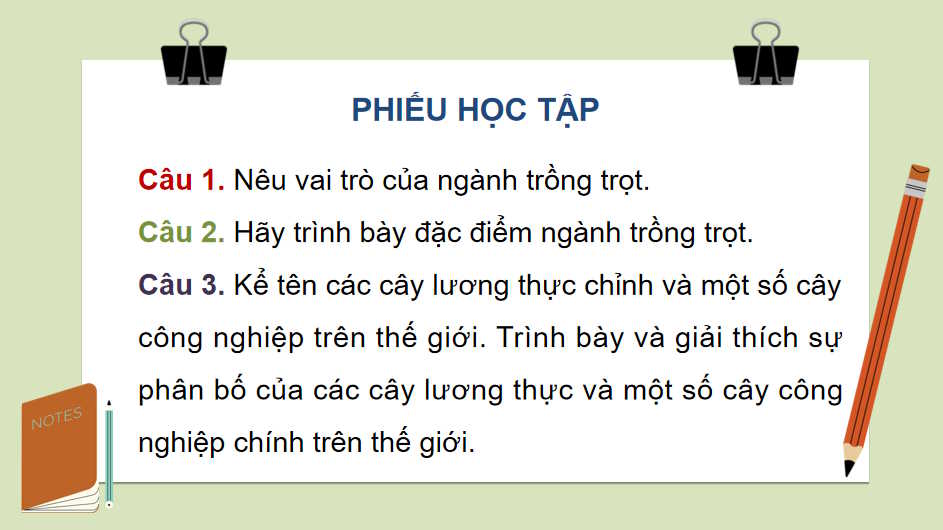  Địa lí ngành nông nghiệp