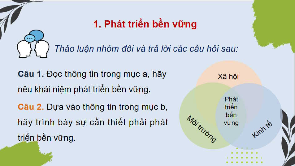 Phát triển bền vững và tăng trưởng xanh