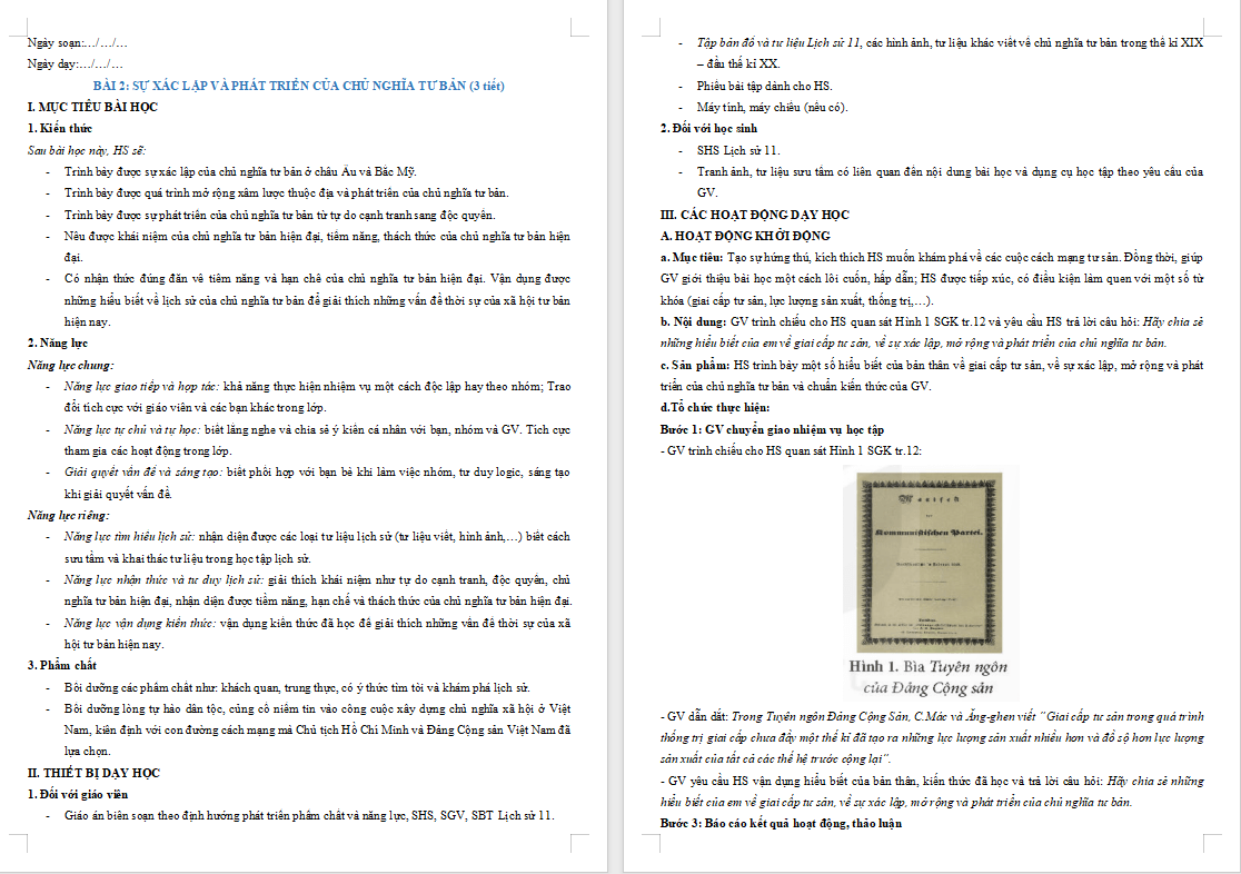 Sự xác lập và phát triển của chủ nghĩa tư bản