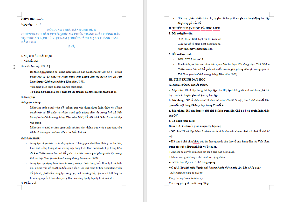 Lịch sử 11 Thực hành chủ đề 4