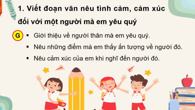 PowerPoint Tiếng Việt 3 Bài 10: Viết đoạn văn nêu tình cảm, cảm xúc đối với một người mà em yêu quý