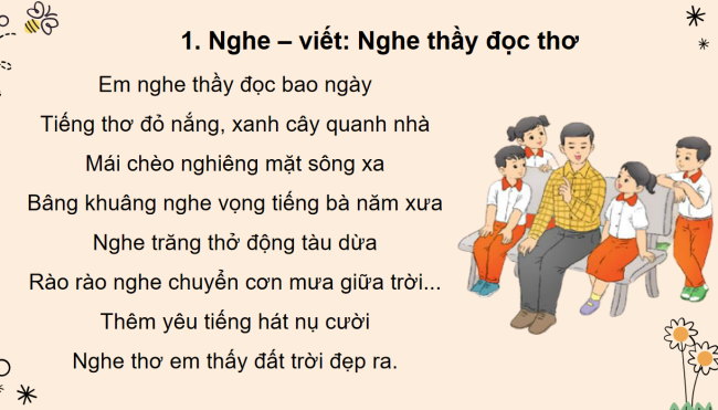 PowerPoint Tiếng Việt 3 Bài 13: Nghe - viết Nghe thầy đọc thơ