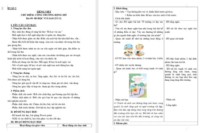 Giáo án Tiếng Việt 3 Bài 9: Đi học vui sao