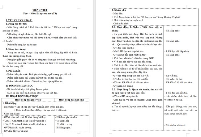 Giáo án Tiếng Việt 3 Bài 9: Nhớ - viết Đi học vui sao