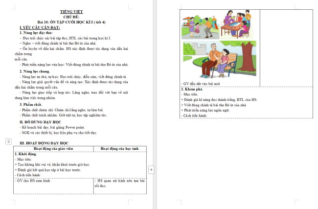 Giáo án Tiếng Việt 3 Bài 10: Ôn tập cuối học kì I (Tiết 4)