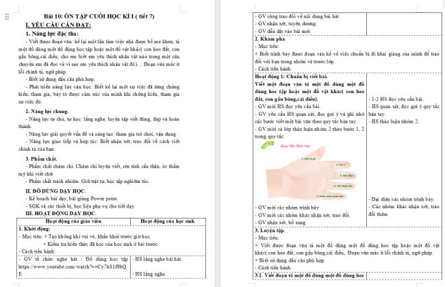 Giáo án Tiếng Việt 3 Bài 10: Ôn tập cuối học kì I (Tiết 7)