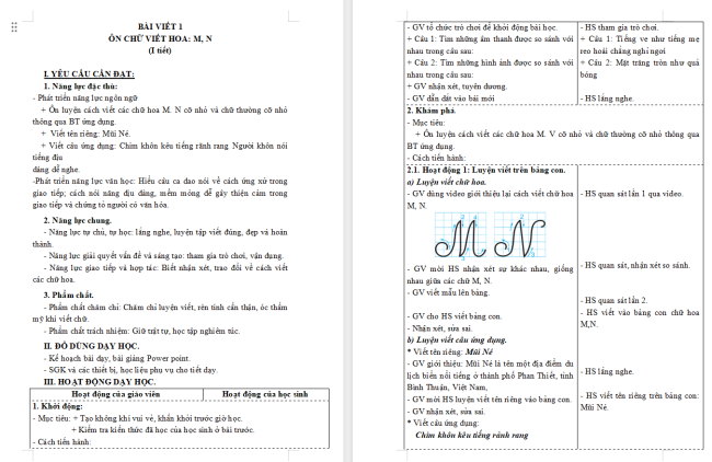 Giáo án Tiếng Việt 3 Bài 9: Ôn chữ viết hoa M, N