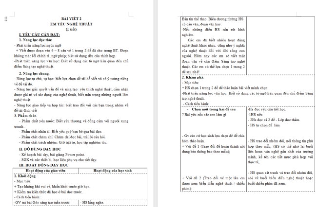 Giáo án Tiếng Việt 3 Bài 9: Em yêu nghệ thuật