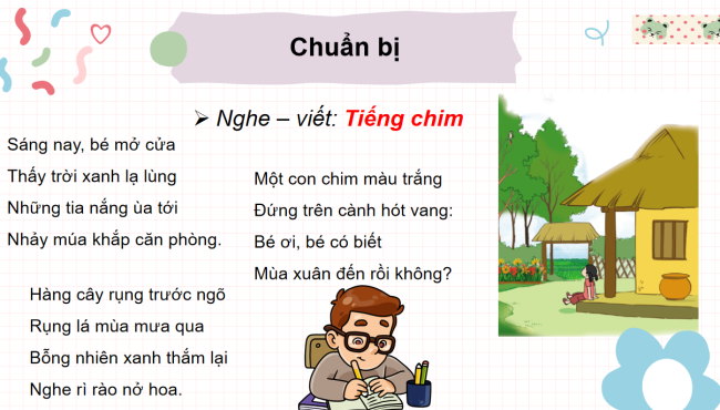 PowerPoint Tiếng Việt 3 Bài 9: Nghe - viết Tiếng chim