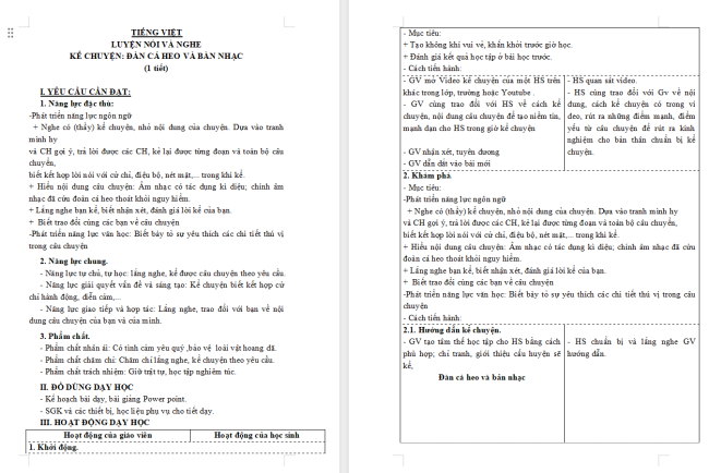 Giáo án Tiếng Việt 3 Bài 9: Kể chuyện Đàn cá heo và bản nhạc