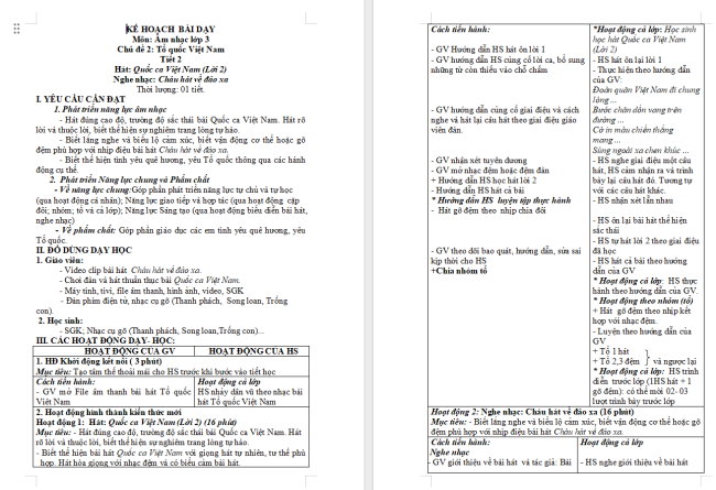 Giáo án Âm nhạc 3 Chủ đề 2 Tiết 2