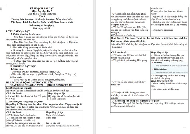 Giáo án Âm nhạc 3 Chủ đề 2 Tiết 3