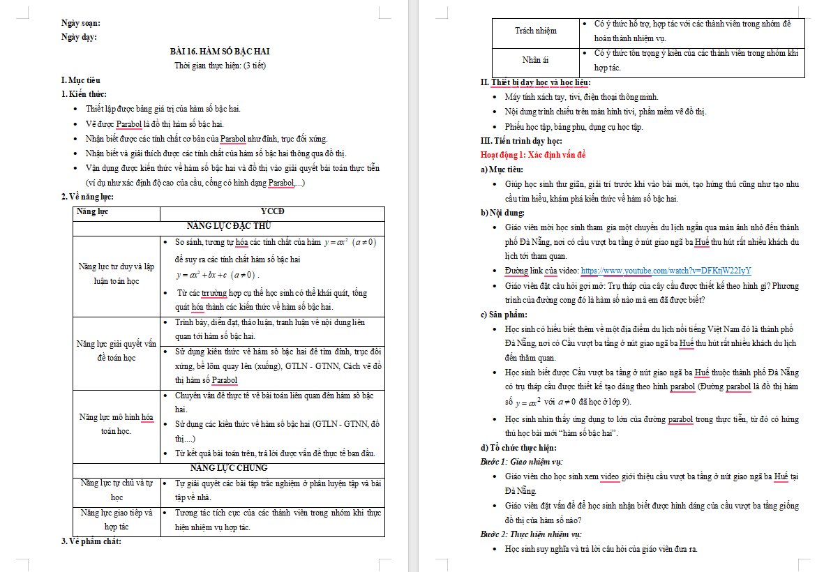 Toán 10 Bài 16: Hàm số bậc hai