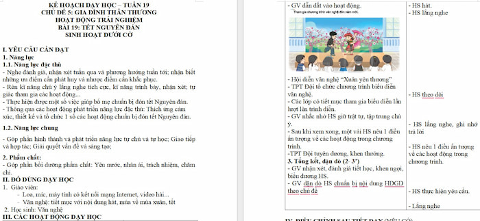 Giáo án Hoạt động trải nghiệm 2 Tết Nguyên Đán
