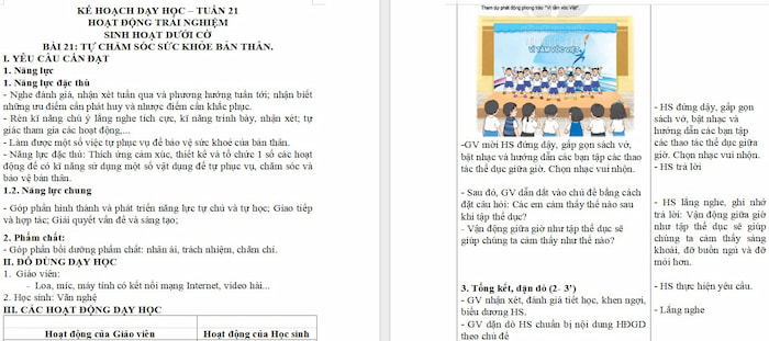 Giáo án Hoạt động trải nghiệm 2 Tự chăm sóc sức khỏe bản thân