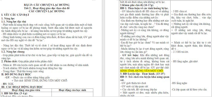 Giáo án Hoạt động trải nghiệm 2 Câu chuyện lạc đường