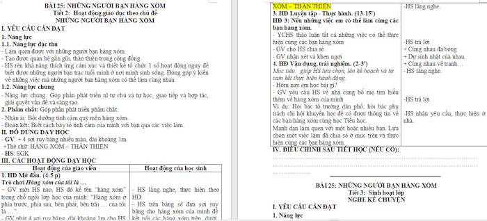 Giáo án Hoạt động trải nghiệm 2 Những người bạn hàng xóm