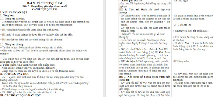 Giáo án Hoạt động trải nghiệm 2 Cảnh đẹp quê em