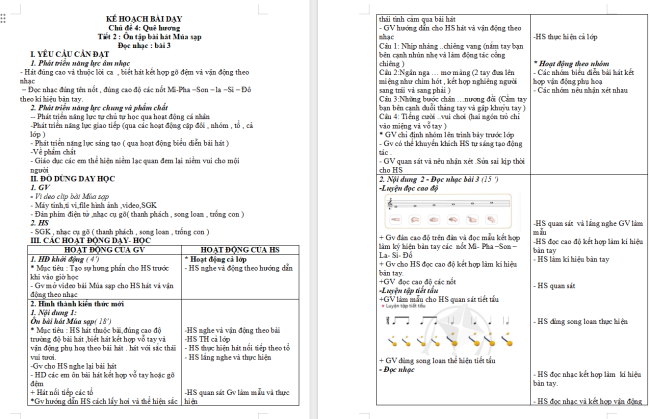 Giáo án Âm nhạc 3 Chủ đề 4 Tiết 2: Ôn tập bài hát: Múa sạp. Đọc nhạc Bài 3