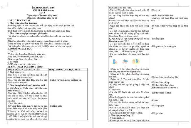 Giáo án Âm nhạc 3 Chủ đề 4 Tiết 3