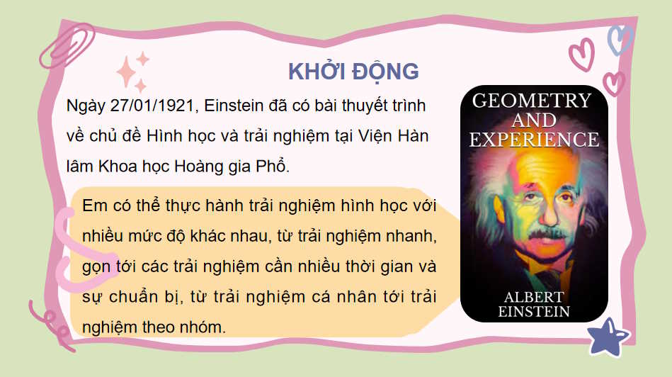 Một số nội dung cho hoạt động trải nghiệm hình học