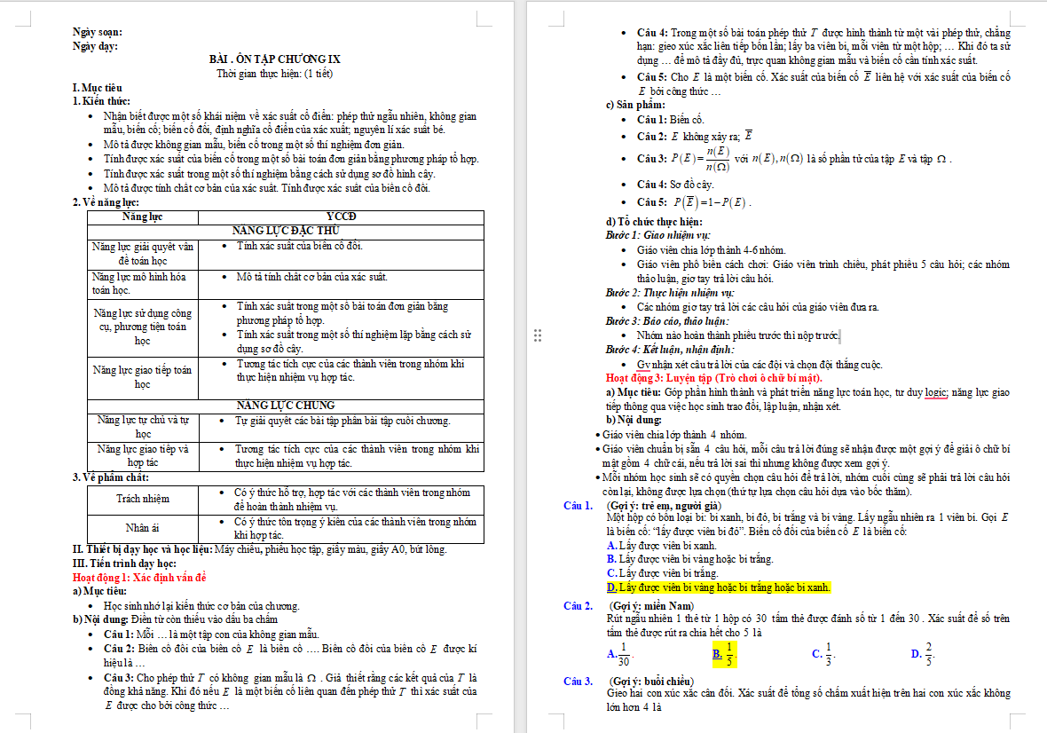 PowerPoint Toán 10 Bài tập cuối chương 9