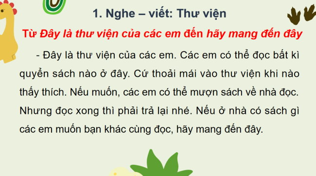 PowerPoint Tiếng Việt 3 Bài 15: Nghe - viết Thư viện