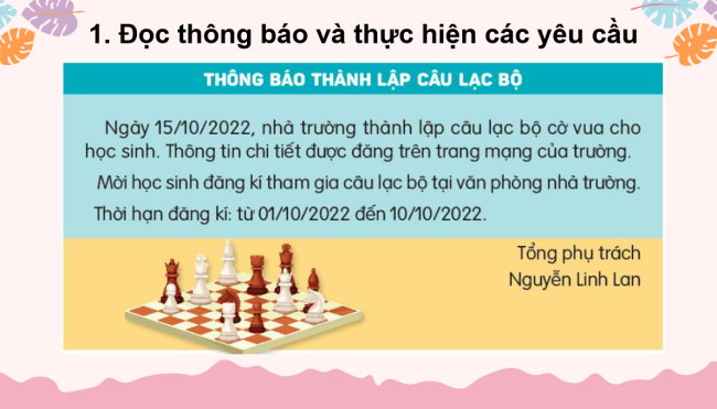 PowerPoint Tiếng Việt 3 Bài 16: Viết thông báo